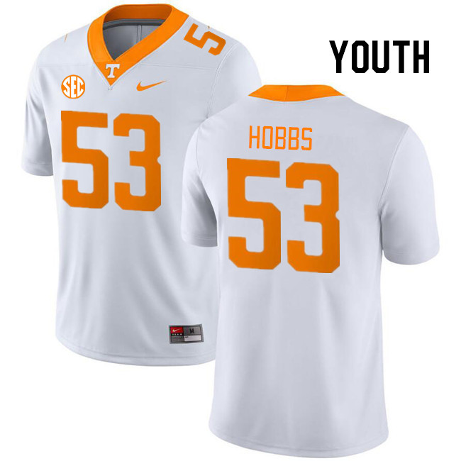 Youth #53 Daevin Hobbs Tennessee Volunteers College Football Jerseys Stitched Sale-White